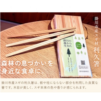 掛川市産ヒノキ間伐材 スウェーデントーチ ミニ 3個・掛川市産スギ材 利久箸 20膳【配送不可地域：離島・沖縄県】