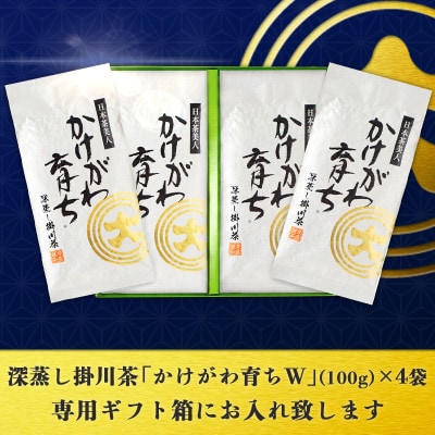 深蒸し掛川茶「かけがわ育ちW」100g×4袋セット【配送不可地域：離島・沖縄県】