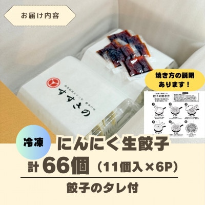 創業昭和五十三年　すすきの　冷凍にんにく生餃子　25g×11個　6パック　計66個【餃子のタレ付き】【配送不可地域：離島・北海道・沖縄県・四国・九州】