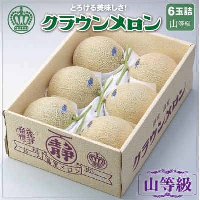 【通年出荷】クラウンメロン(山等級)　6玉詰【配送不可地域：離島・北海道・沖縄県】