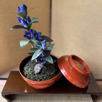 【秋りんどう】四季を彩る創作草もの盆栽(工芸品)～工房椿【配送不可地域：離島・北海道・沖縄県】