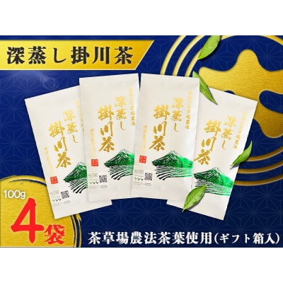 茶草場農法100%深蒸し掛川茶W　100g×4袋(ギフト箱入)【配送不可地域：離島・沖縄県】