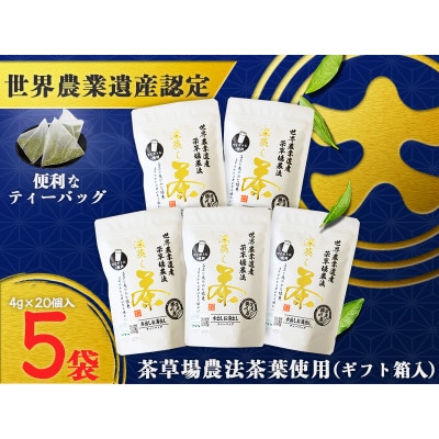 深蒸し掛川茶TB「茶草場のしずく」(4g×20個)×5袋セット【配送不可地域：離島・沖縄県】
