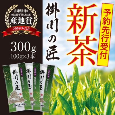 ＜2026年新茶・先行受付＞高級掛川茶「掛川の匠」100g×3本セット　お茶の葛野　5月上旬発送予定【配送不可地域：離島・沖縄県】