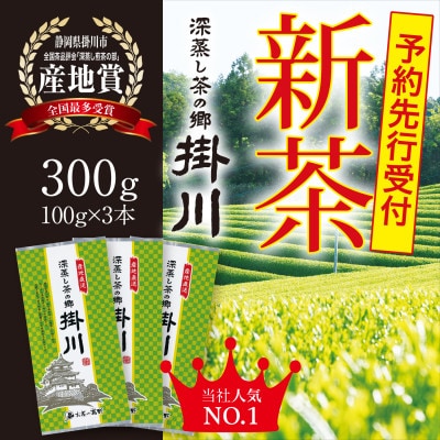 ＜2026年新茶・先行受付＞掛川茶「深蒸し茶の郷 掛川」100g×3本セット　5月上旬発送予定【配送不可地域：離島・沖縄県】