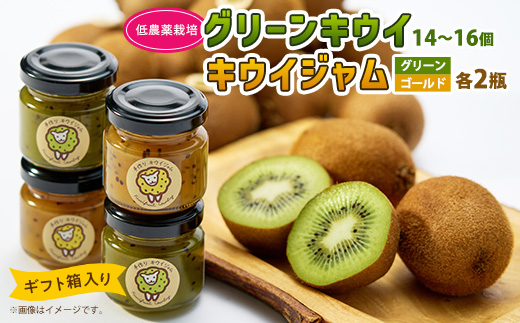 5886　キウイ＆ジャム　掛川産グリーンキウイ14～16個・キウイジャム×4個(ギフト箱入り)【配送不可地域：離島・北海道・沖縄県・四国・九州】