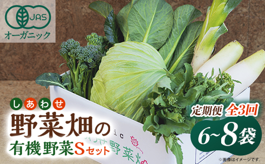 【毎月定期便】しあわせ野菜畑の有機野菜　Sセット　(安心の有機JAS認証　オーガニック野菜)全3回【配送不可地域：離島・北海道・沖縄県・四国・九州】