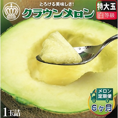 【毎月定期便】クラウンメロン(白等級) 特大玉 1玉 全6回【配送不可地域：離島・北海道・沖縄県】