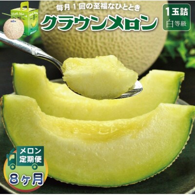 【毎月定期便】クラウンメロン(白等級) 1玉全8回【配送不可地域：離島・北海道・沖縄県】