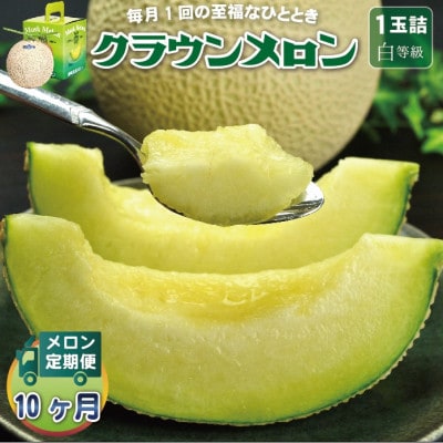 【毎月定期便】クラウンメロン(白等級) 1玉全10回【配送不可地域：離島・北海道・沖縄県】