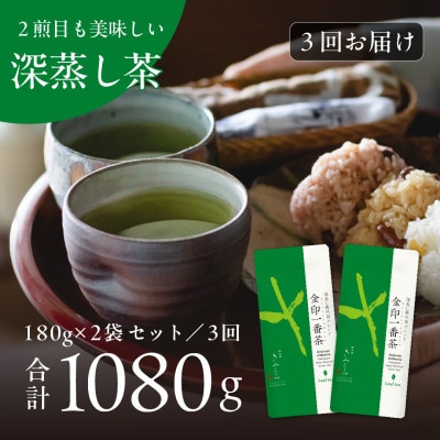 【2ヵ月毎定期便】深蒸し掛川茶ブレンド　金印一番茶180g×2袋全3回【配送不可地域：離島・沖縄県】
