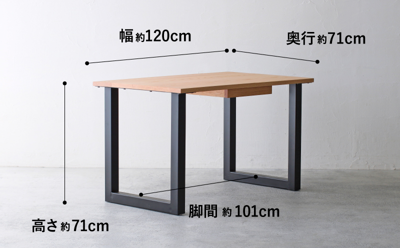 引き出し付き デスク 木製 オーク材 幅 120 奥行 71 高さ 71 秋山木工 秋山木工株式会社 デスク 収納 デスク 引き出し 家具 インテリア シンプル おしゃれ 国産 静岡県 藤枝市