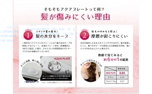 ヘア アイロン ヘアーアイロン カールアイロン ケアライズ アクアプレート 26mm 巻き髪 トリートメント 美容 遠赤外線 美容室 専売品