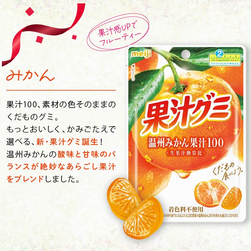 明治 果汁グミ 温州みかん 54g × 20個 ぐみ グミ みかん オレンジ お菓子 おやつ フルーツ 果物 果汁 セット 人気 まとめ買い 明治 静岡県 藤枝市