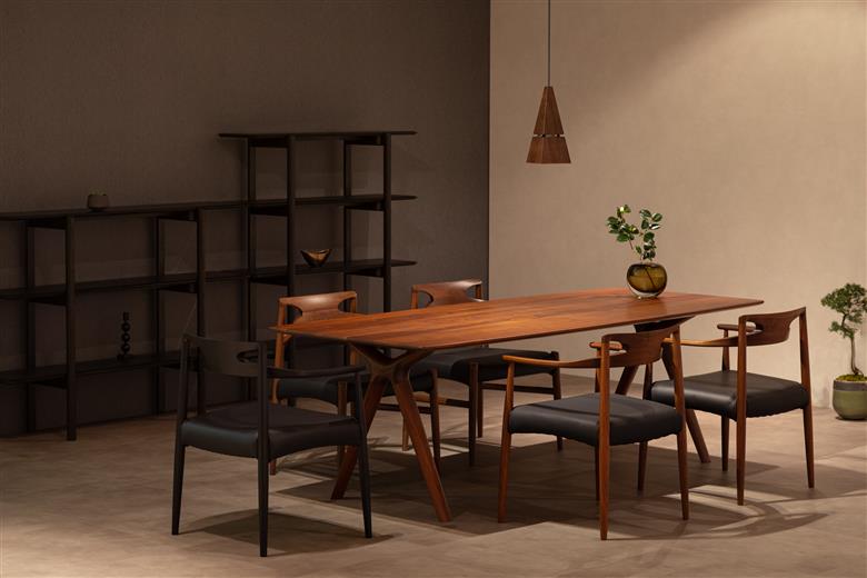 起立木工 RADIUSダイニングチェア ブラックウォールナット/布張り肘付椅子