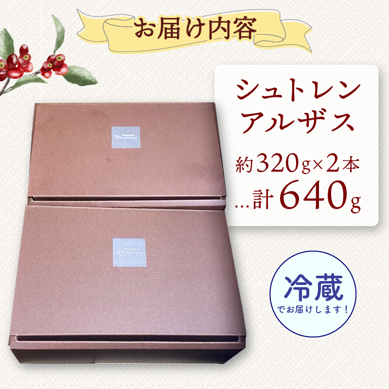 シュトレン アルザス 2本セット 約640g シュトーレン お菓子 洋菓子 デザート スイーツ ドライフルーツ クリスマス ドイツ 菓子パン 静岡県 藤枝市