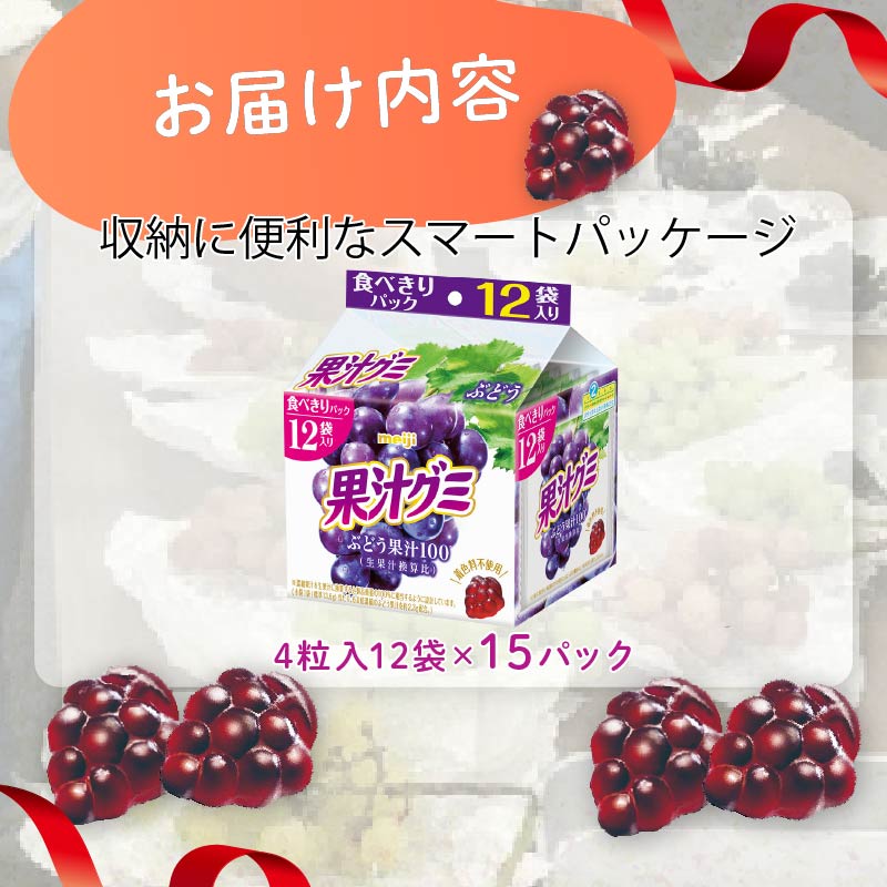 明治 果汁グミ スマートパック ぶどう 163ｇ × 15個 葡萄 ブドウ グミ お菓子 おやつ フルーツ 果物 果汁 詰め合わせ 詰合せ セット まとめ買い 静岡県 藤枝市