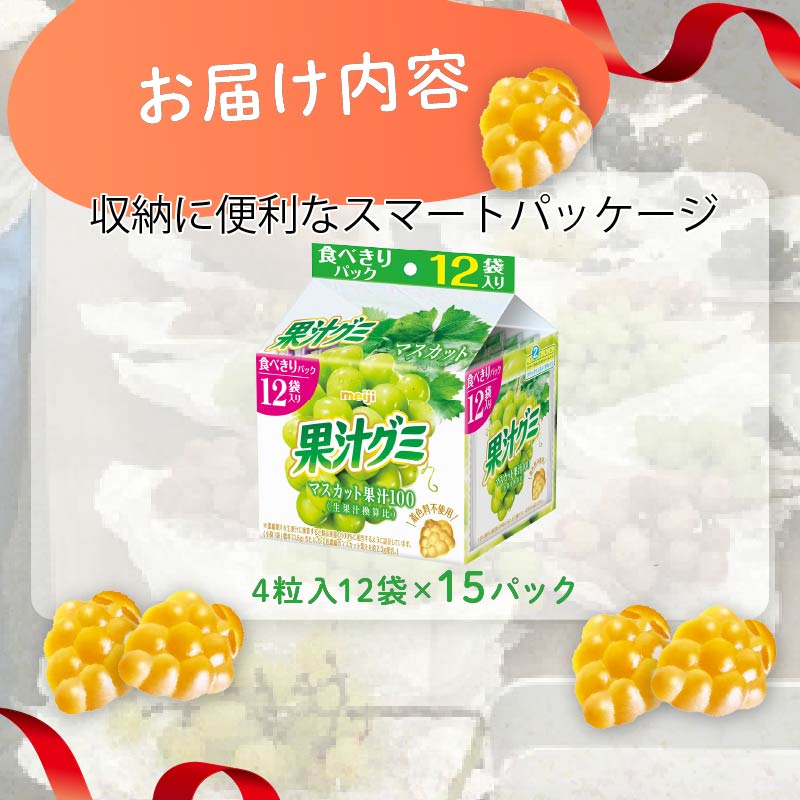 明治 果汁グミスマートパック マスカット 163ｇ × 15個 グミ お菓子 おやつ フルーツ 果物 果汁 詰め合わせ 詰合せ セット まとめ買い 静岡県 藤枝市