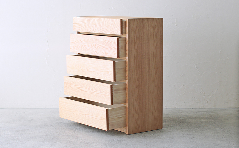 ハイチェスト 木製 オーク材 幅88×奥行43×高さ109 cm チェスト 5段 タンス 収納棚 棚 秋山木工 秋山木工株式会社 国産 静岡県 藤枝市