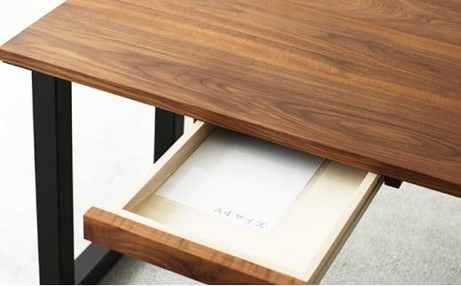 デスク 120 引き出し付 秋山木工 スチール 脚 ウォールナット ウォルナット W120ｘD71ｘH71cm 無垢 家具 木製 シンプル 国産 在宅 テレワーク パソコンデスク PT0017-000023