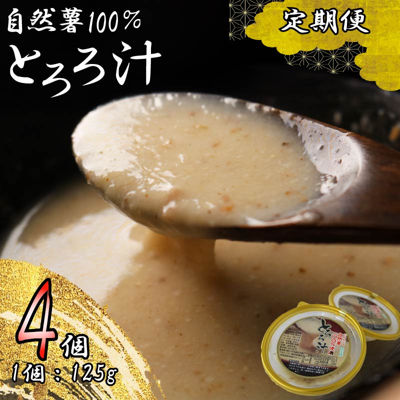 【全3回定期便】 とろろ 冷凍 125g × 4個 自然薯 100％ 小分け セット とろろ汁 長芋 山芋 お手軽 農林水産省賞 受賞 ご飯 お供 そば つけ汁 健康 栄養 夏 バテ とろろ芋 個包装 静岡県 藤枝市