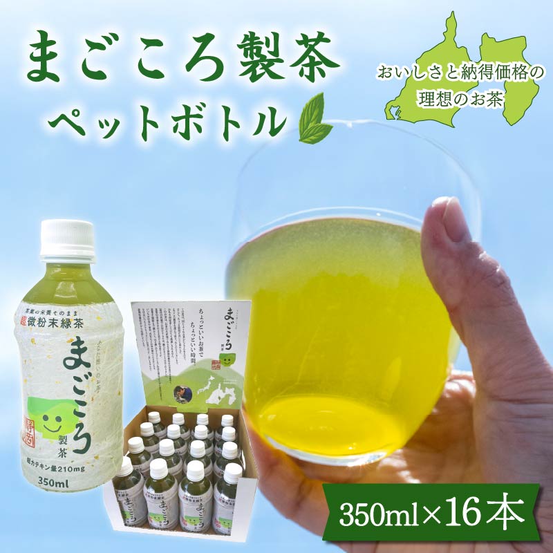 まごころ製茶 ペットボトル 350ml 16本 セット お茶 藤枝茶 緑茶 日本茶 飲料 持ち運び 便利 ペットボトル茶 微粉末緑茶 カテキン ご褒美 贈答 プレゼント 静岡県 藤枝市