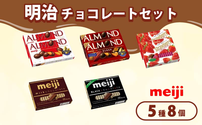 [ 明治 なるほどファクトリー 東海 ] チョコレートセット Aセット 5種類 8個入 人気お菓子 ふるさと納税お菓子 ふるさとお菓子 静岡県 藤枝市 明治 Meiji スイーツ チョコ おやつ セット アーモンド カカオ ミルク ストロベリー