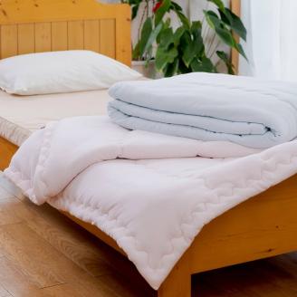 温泉綿入りガーゼケット 「ほほ笑みケット」シングルサイズ140cm×200cm【ブルー】