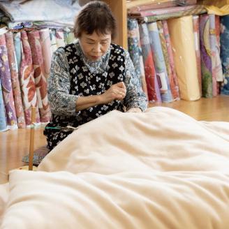 温泉綿入りガーゼケット 「ほほ笑みケット」シングルサイズ140cm×200cm【ブルー】