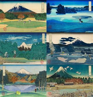 富嶽三十六景孔球版（御殿場コース版18枚セット） ※着日指定不可