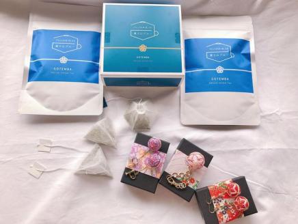 【ピアス × 1点とイヤリング × 1点】御殿場支え愛デラックスセット　ーブルーティー3セット・桜彩SAYAてまり（バッグチャームとピアス1つ＋イヤリング1つ）ー