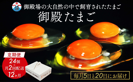 1年間定期便！「御殿たまご」赤たまご20個+破損保障分4個（6ヶ入P×4P）×月2回（5日着、20日着）×12ヵ月　全24回《御殿場こだわり推奨品》　※北海道、沖縄、離島への配送不可