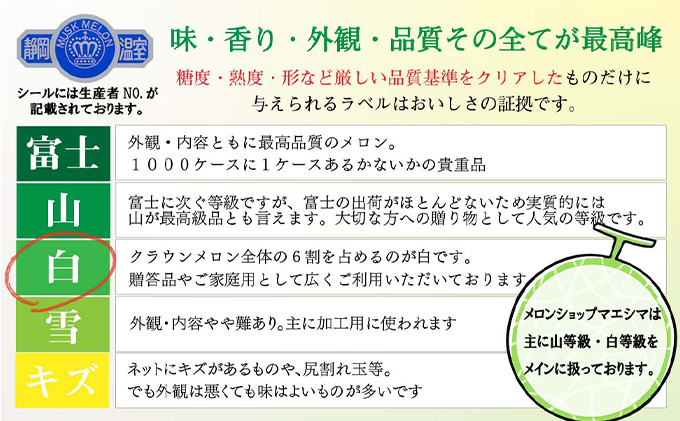 クラウンメロン【並（白等級）】中玉（1.3kg前後）1玉入り 