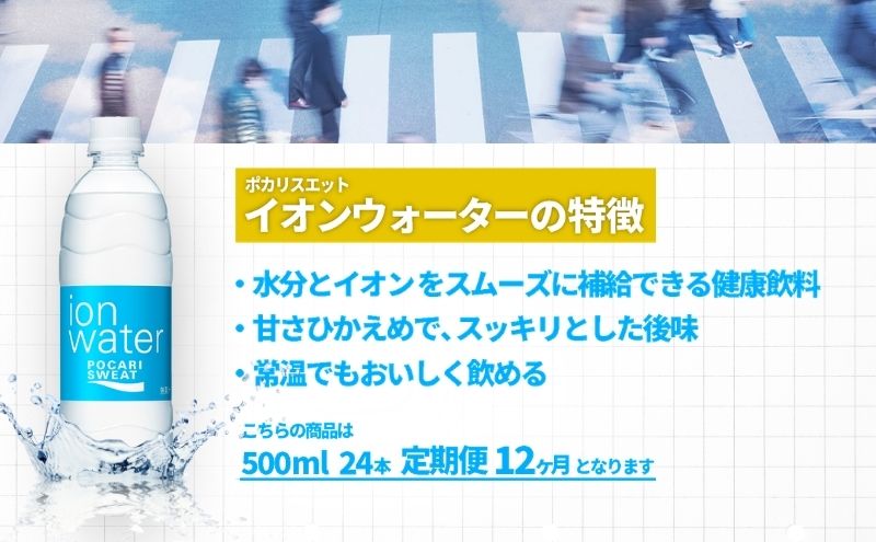 イオンウォーター 定期便 12ヶ月 500ml 24本 大塚製薬 ポカリ