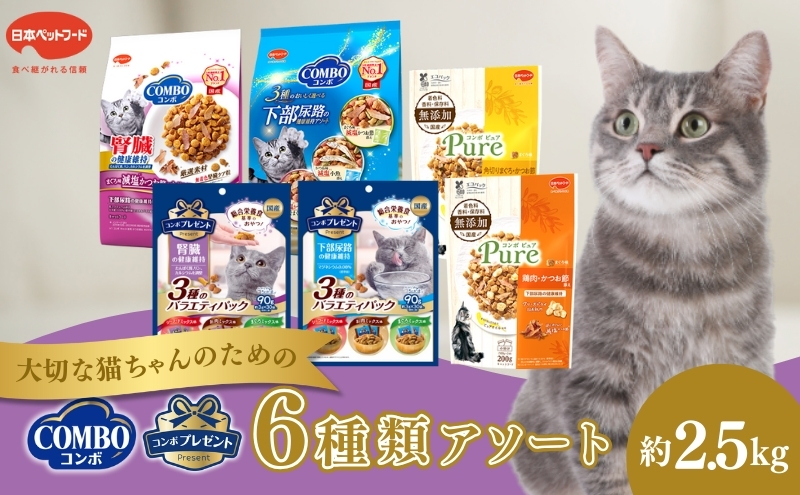 キャットフード：コンボ6種類アソート 日本ペットフード ネコ 猫 愛猫 ケア ペット えさ セット 健康 栄養 COMBO バラエティ