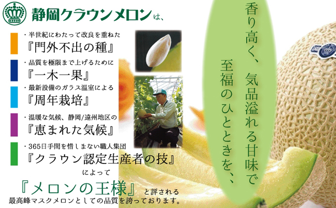 【6ヶ月定期便】クラウンメロン（白等級）中玉　1玉入　果物 フルーツ デザート メロン マスクメロン 青肉 高級 ギフト 贈り物 静岡県産 袋井市