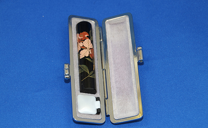 老舗 手彫り印鑑「蒔絵・花」(2)