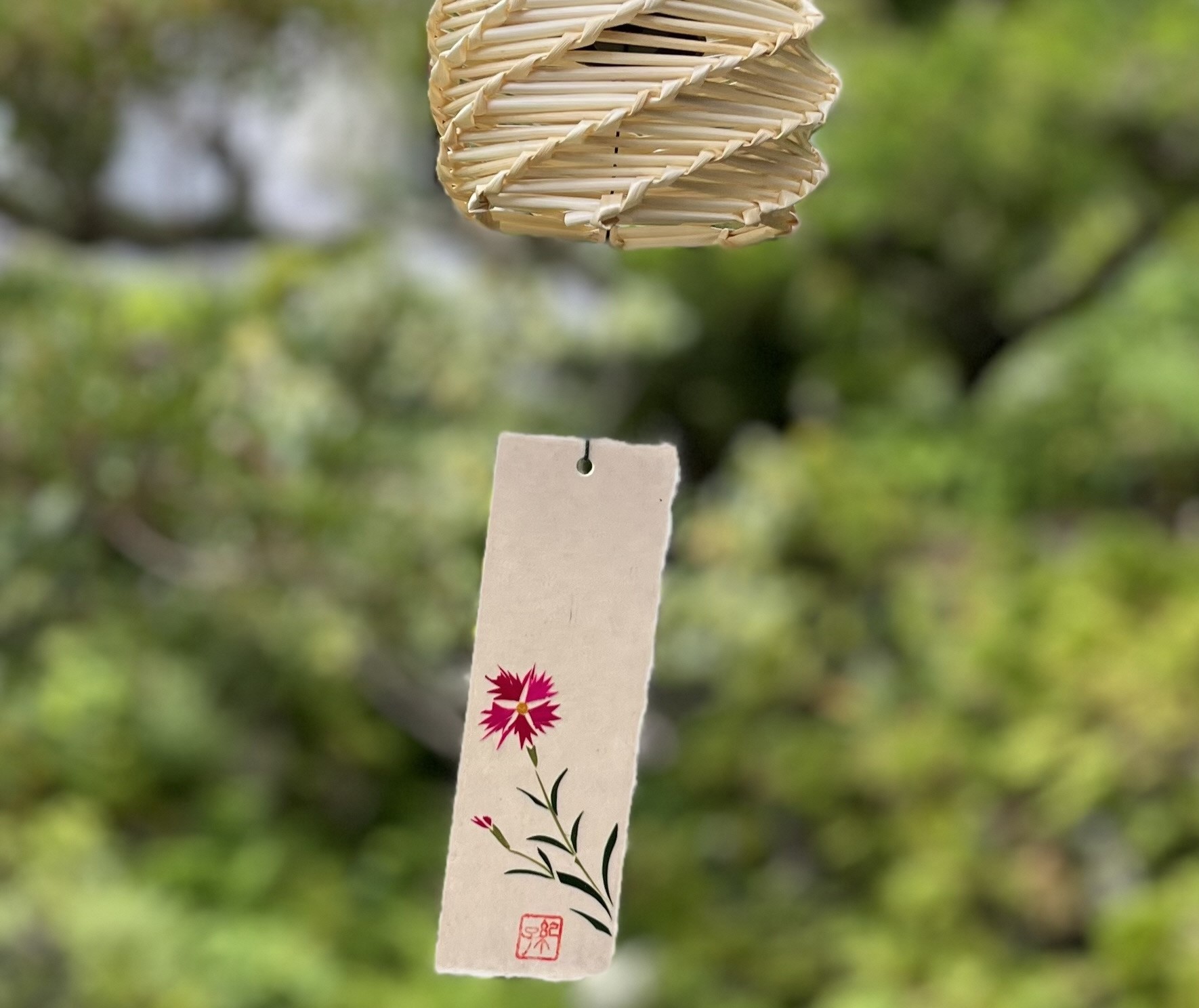 022-001　麦わら細工 ホタルかご風鈴カバーと修善寺紙の舌のセット