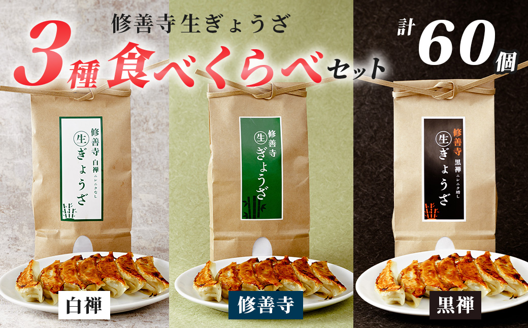 修善寺 生 ぎょうざ ３種 食べくらべ セット 60個（冷凍）餃子|012-018