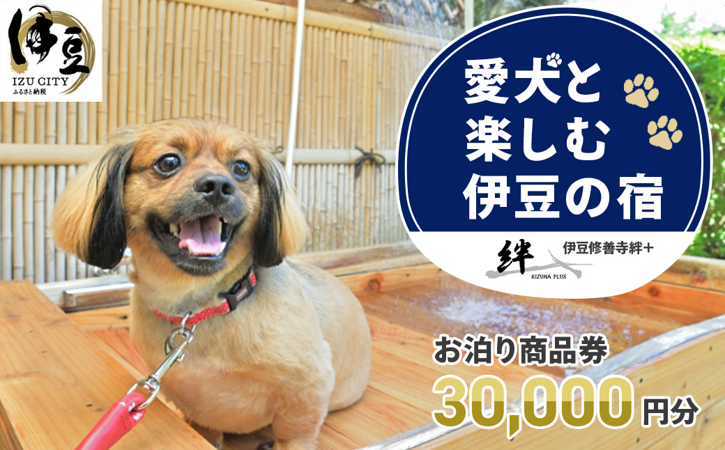 修善寺温泉 修善寺絆＋ 愛犬と一緒にお泊り 商品券 30,000円分 【静岡県 伊豆市 温泉 温泉宿 宿泊券 宿泊 旅行 旅行クーポン 商品券 補助券 ペット ホテル お泊り ペット 愛犬 犬 いぬ イヌ 家族 ファミリー 友達 友人 カップル 夫婦 宿泊券 補助券 チケット 利用券 贅沢 旅行 家族旅行 卒業旅行 記念旅行 記念日 お祝い 誕生日 卒業 結婚 還暦 ご褒美 】10-026