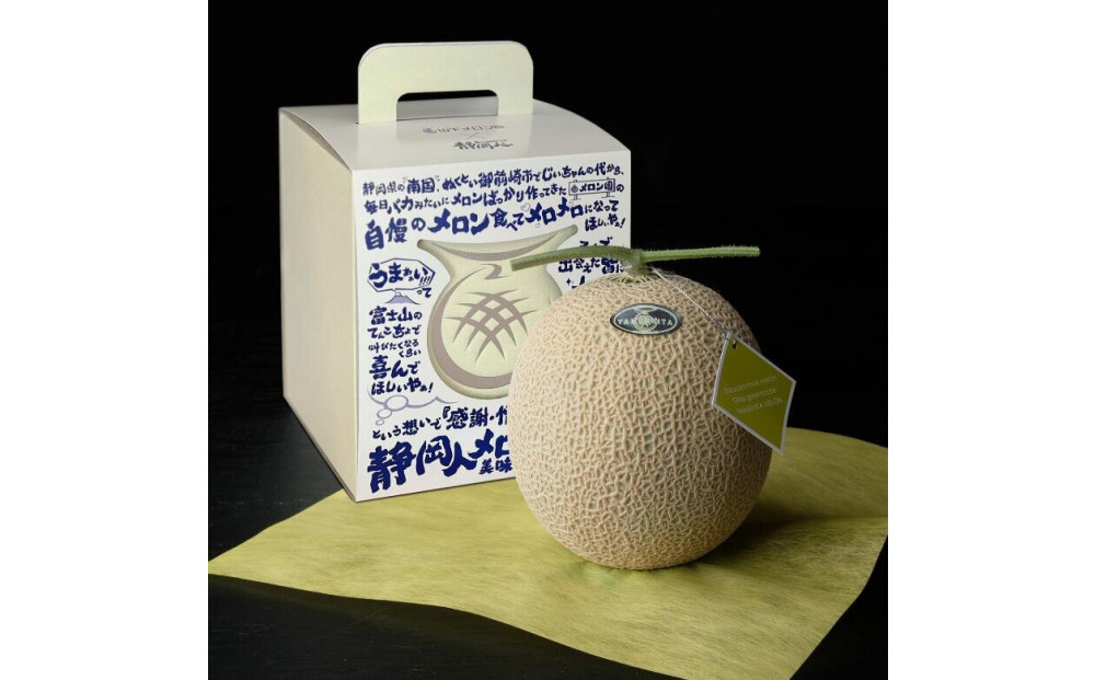 【限定企画商品】静岡人 × 山下メロンの最高級のマスクメロン 1玉 Ｌ玉1.6kg～1.7kg  静岡温室メロン「バカうまいメロン」「自慢のメロンを届けたい！！」　高級果実店に仕入れるほどの自信のあるメロン  ギフト  メロン めろん 箱詰め フルーツ 果物  産地直送 甘いメロン 糖度   青肉