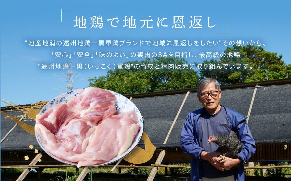 遠州地鶏一黒シャモ　真空パックでお届け　総計約1kg（モモ・ムネ・ササミ）　地鶏 軍鶏 しゃも 冷凍 送料無料 もも むね 生肉 美味しい ヘルシー お取り寄せ 贅沢 記念日 お中元 お歳暮 自宅用 家庭用 国産
