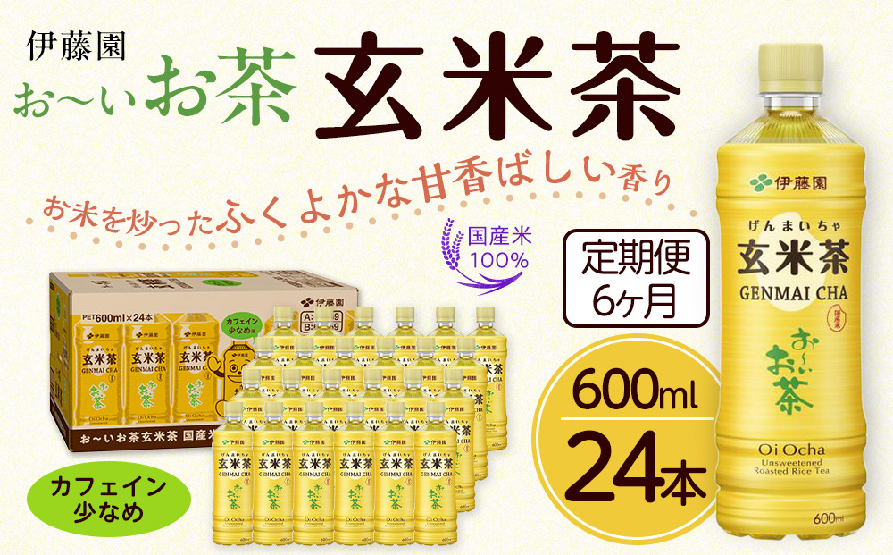 【定期便6ヶ月】お～いお茶玄米茶600ml×24本　［おーいお茶 ペットボトル ケース 箱 伊藤園 静岡］