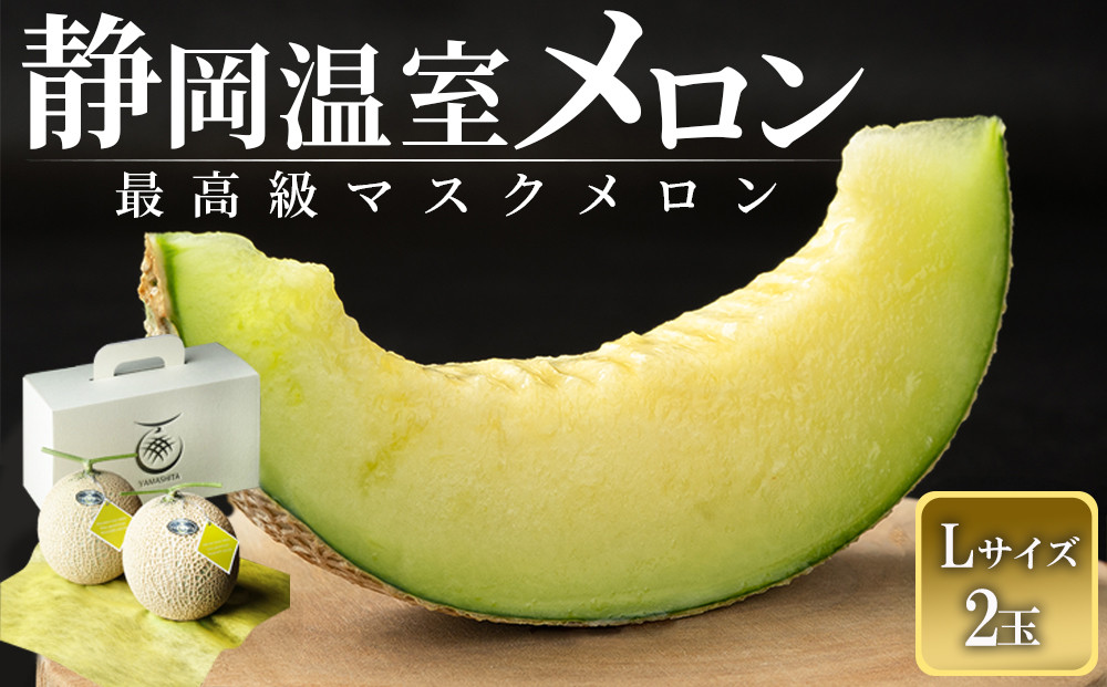 静岡温室メロン Ｌ玉1.6kg～1.7kg ×２玉　最高級のマスクメロン　山下メロン園　高級果実店に仕入るほどの自信のあるメロン  ギフト  メロン めろん 箱詰め フルーツ 果物  産地直送 甘いメロン 糖度 青肉