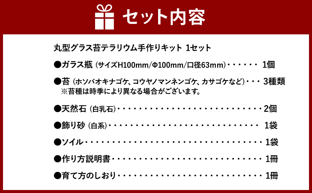 【手づくりキット】 丸型グラス 苔テラリウム 【インテリア】 説明書 付き 植物 テラリウム 苔テラリウム 苔 こけ コケ 手作り ハンドメイド セット