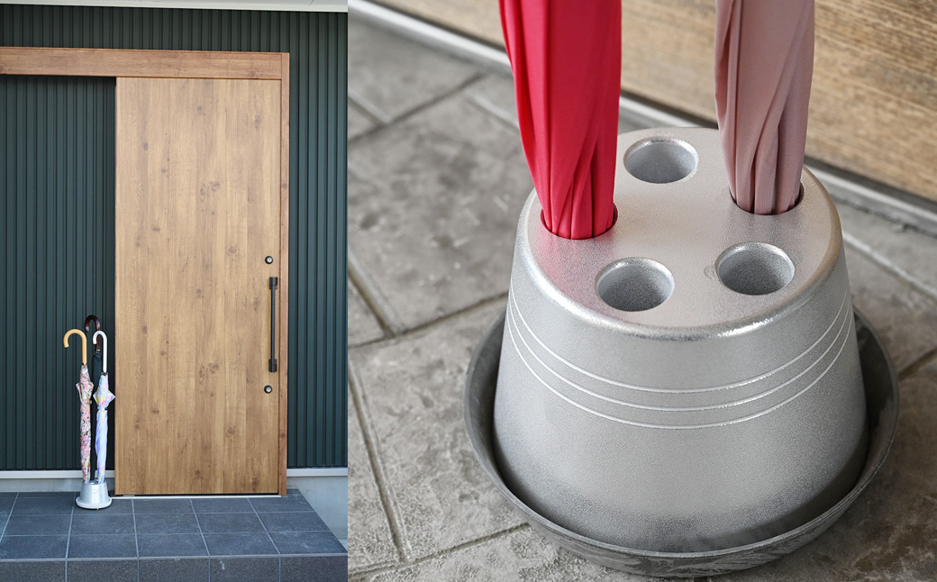 【受皿：テラコッタ】 コンパクト 傘立て （ロゴ無し） アルミ 高級感 コンパクト 傘立て シンプル 鋳造 雑貨 日用品 静岡県 菊川市