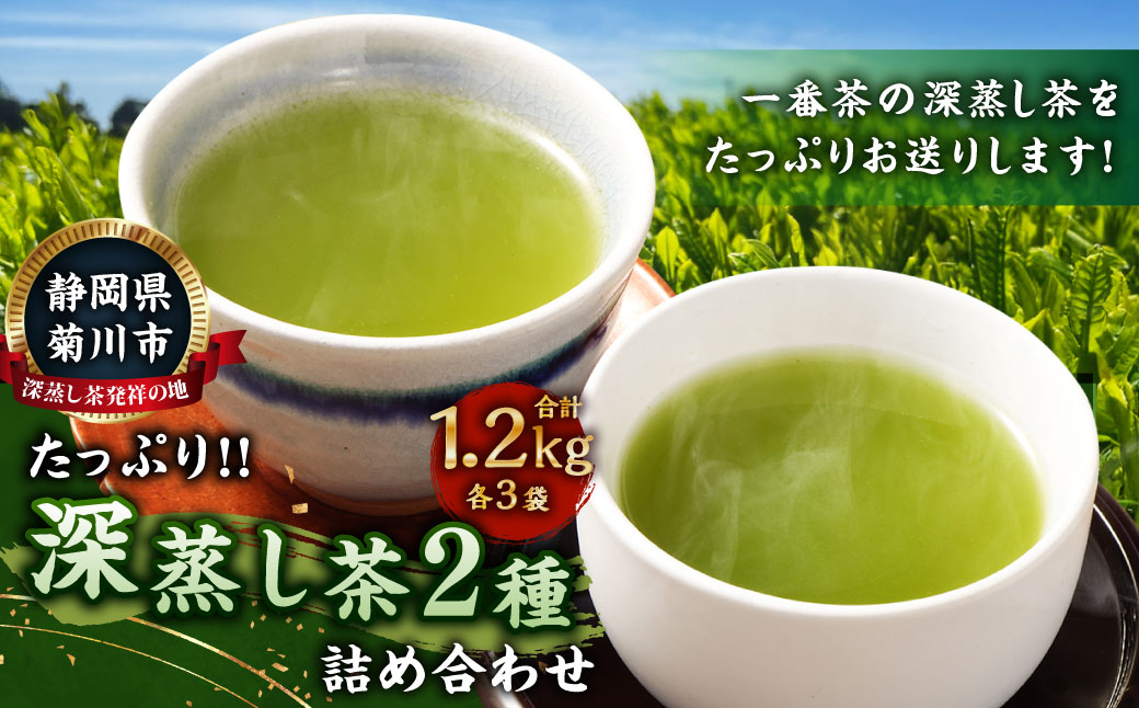 深蒸し茶 たっぷり 約1.2kg 詰め合わせ 2種類