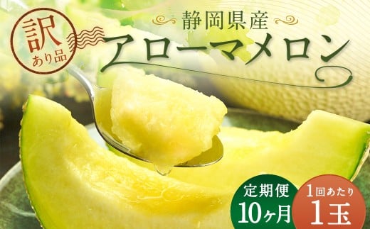 【10ヶ月定期便】訳あり静岡県産アローマメロン 1玉（1玉 約1.0kg以上）