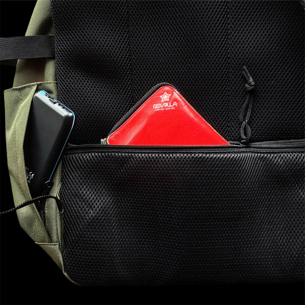 【カーキ】Revolla Secure Backpack 背面ポケット多収納リュック／ カーキ・ブラック カーキ