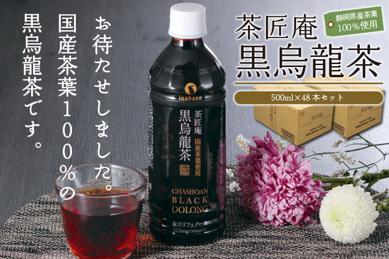 ＜選べる内容量＞015-5 国産 黒烏龍茶 計48本 500ｍｌ× 24本 2ケース ペットボトル 飲料 健康 ペットボトル いなば園 茶匠 保存 ウーロン茶 48本